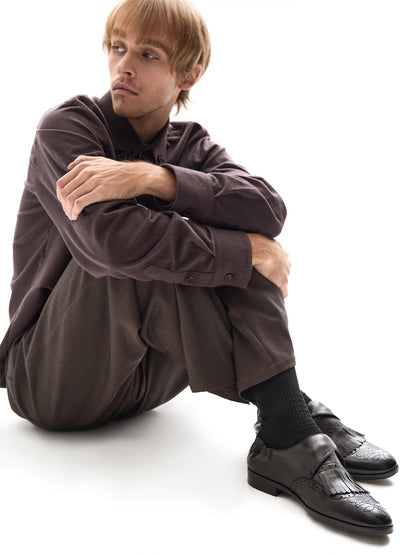 EMBROIDERED BROGUE LEATHER SHOES