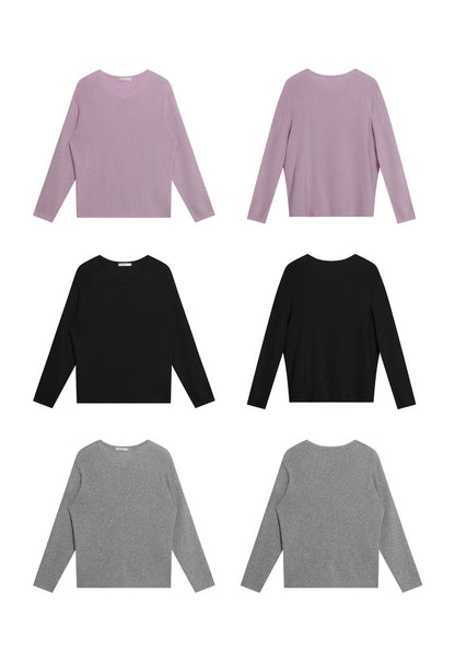 SOLID V-NECK KNIT 