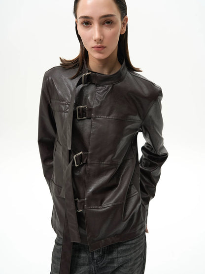 BELTED LEATHER JACKET
