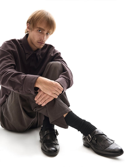 EMBROIDERED BROGUE LEATHER SHOES