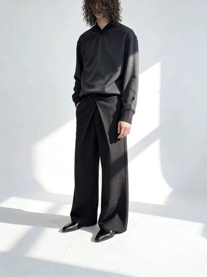 CASUAL WIDE LEG PLAID PANTS