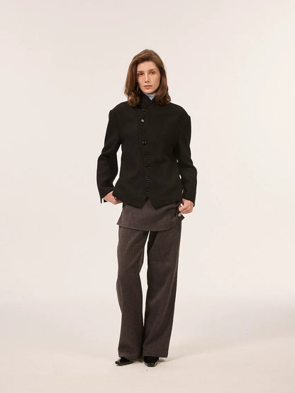 CURVED BUTTON WOOL BLEND JACKET 2