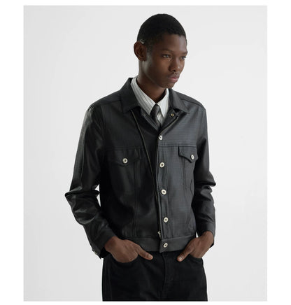COATED TYPE THREE BIKER JACKET ブラック