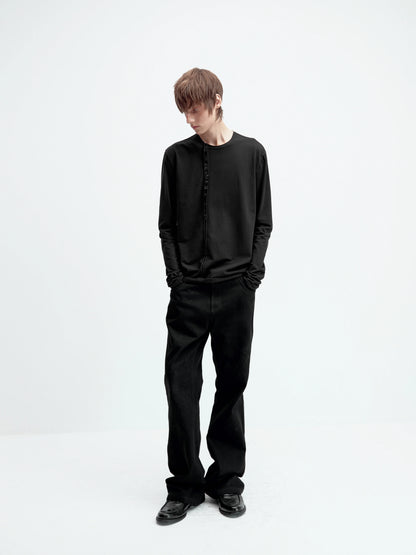 ASYMMETRICAL BUTTON-UP COTTON TOP