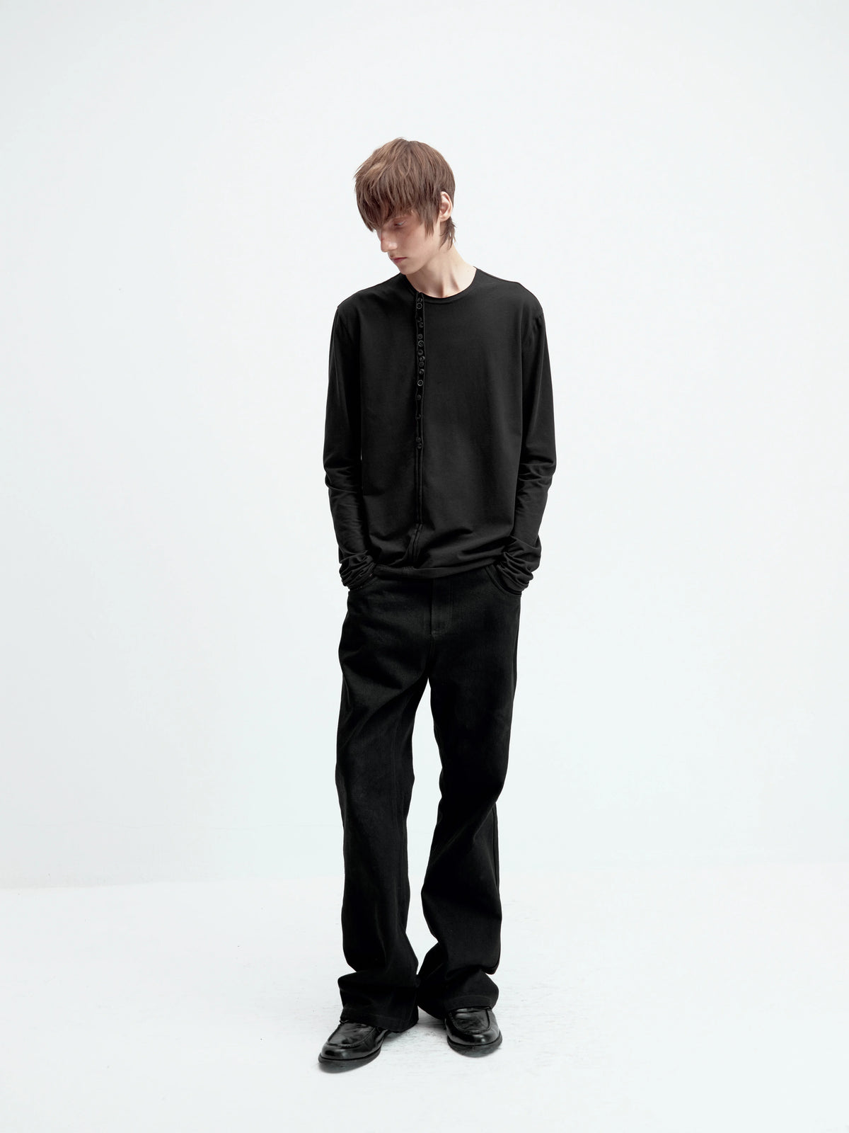 DOUBLE-LAYER PATCHWORK SLIM JEANS
