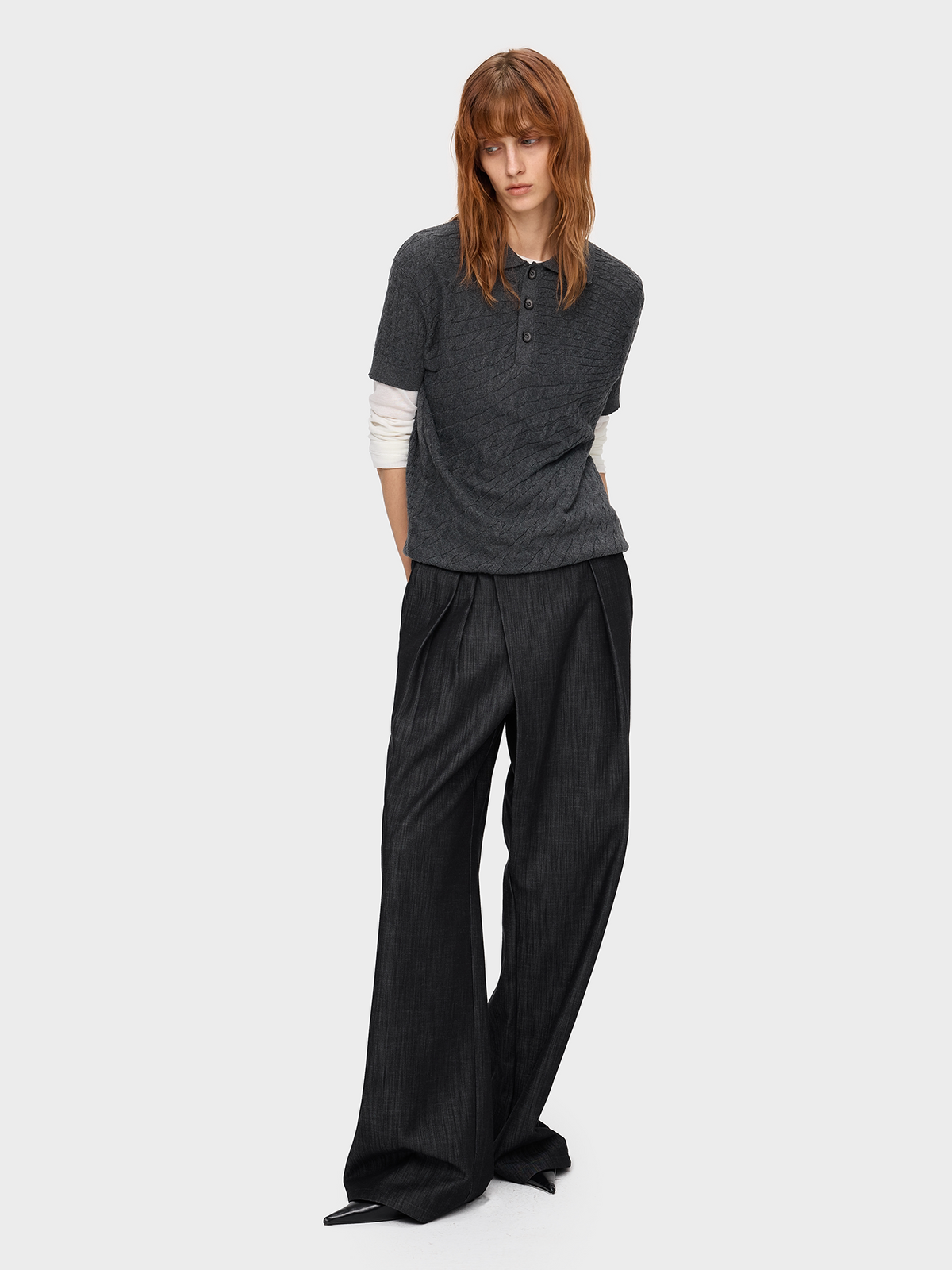 DENIM LOOK SLUB STRAIGHT TROUSERS 23