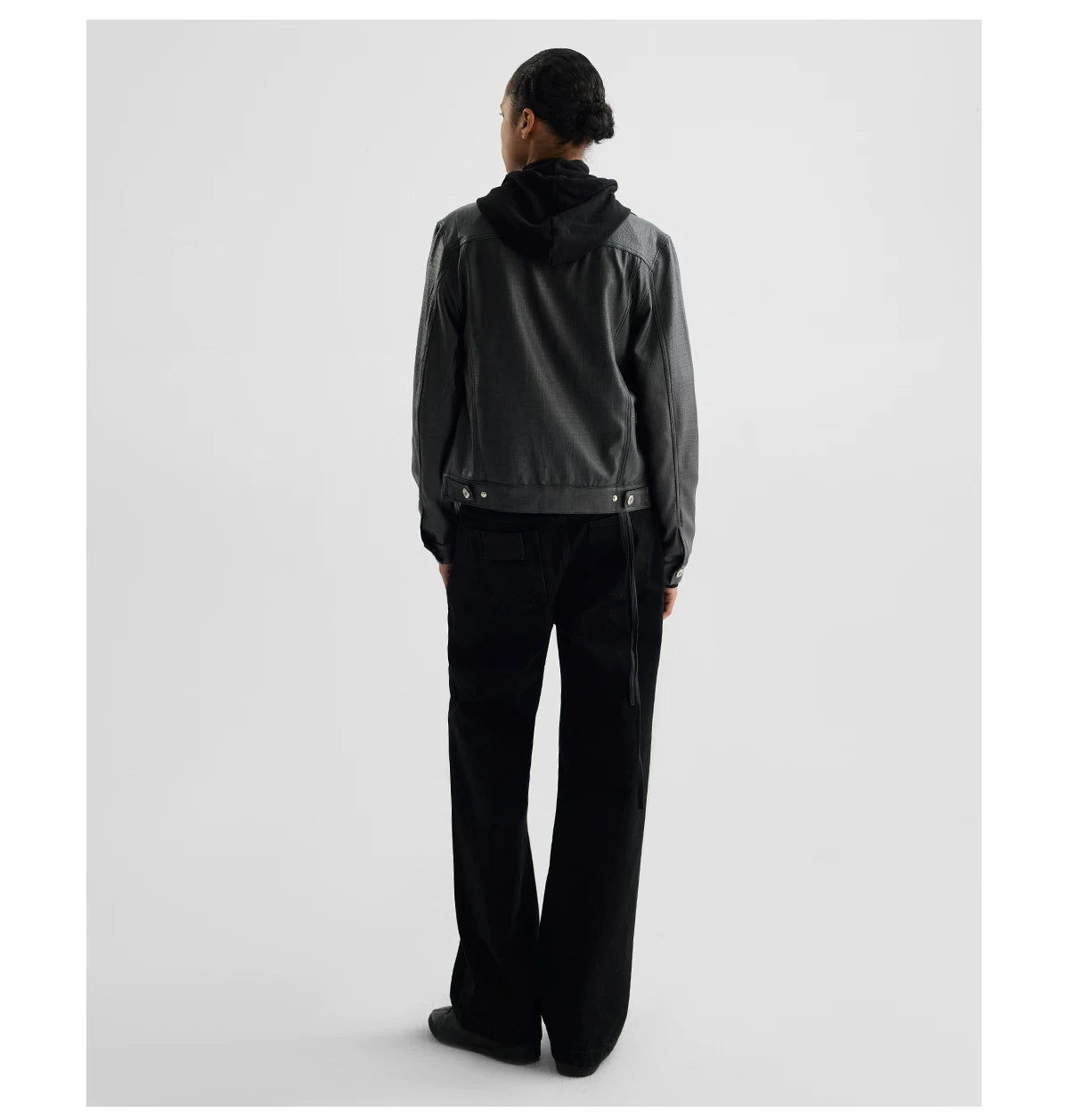 COATED TYPE THREE BIKER JACKET ブラック