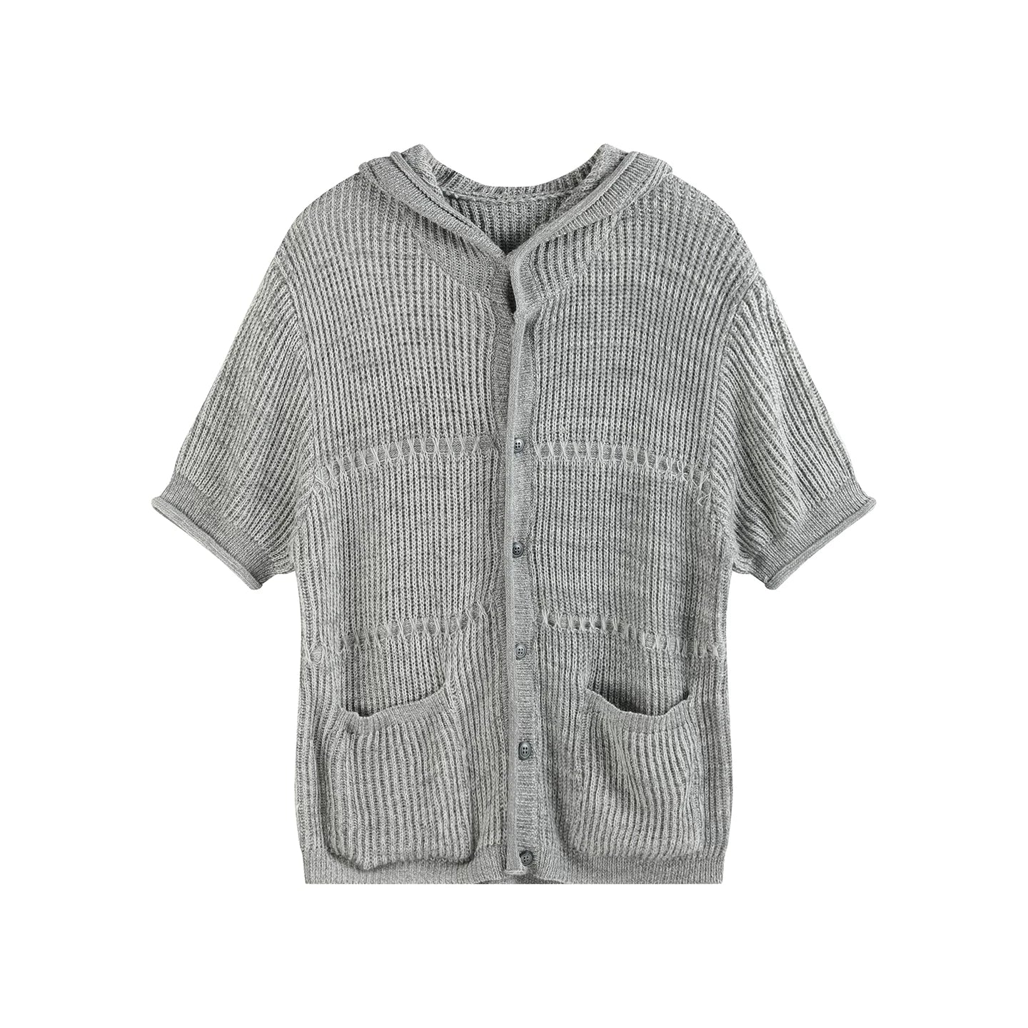 JACQUARD HOODED CARDIGAN