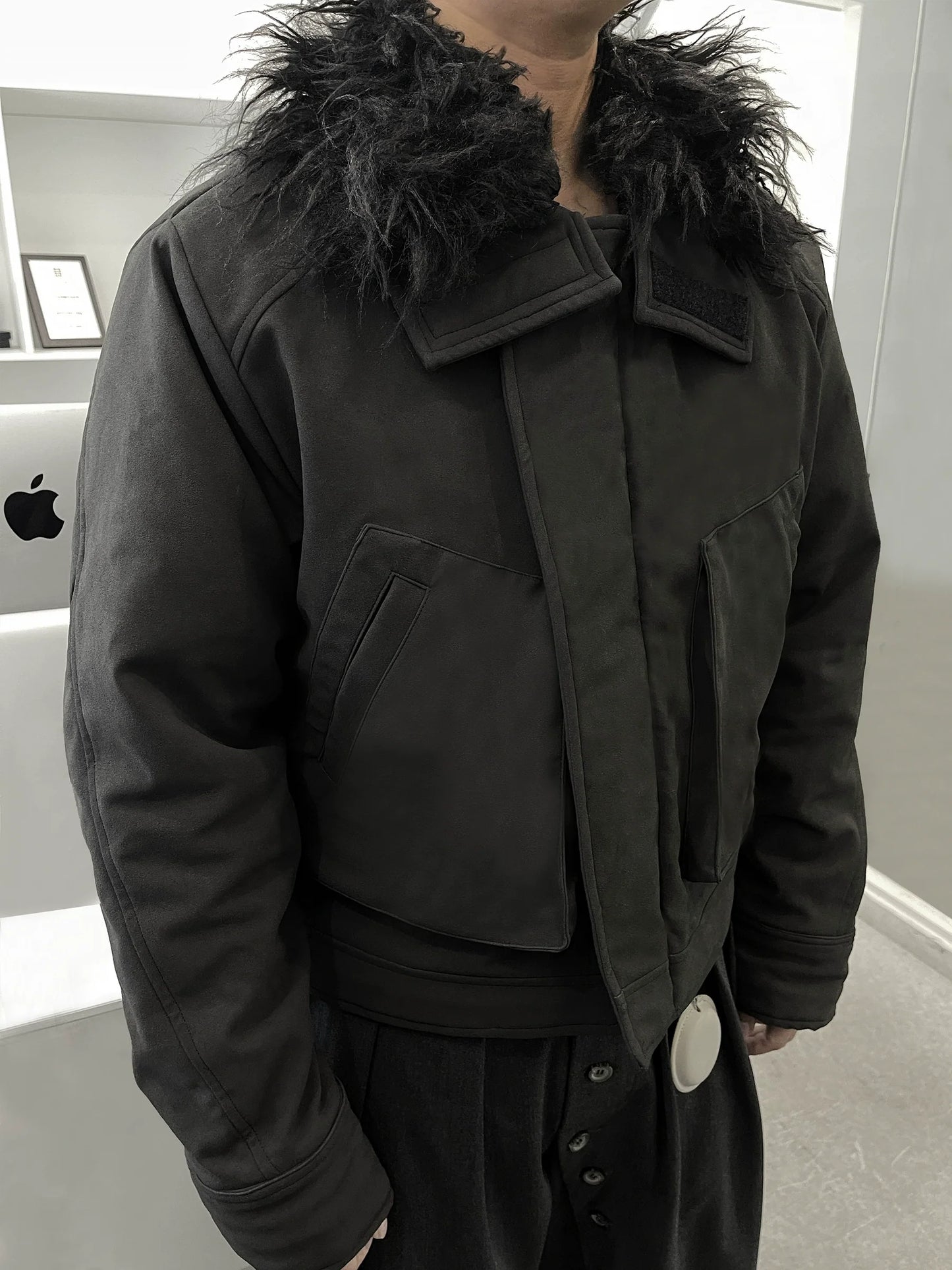 BRUSHED FUR COLLAR JACKET