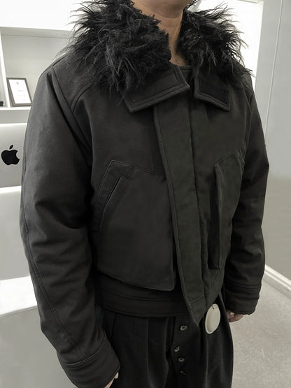 BRUSHED FUR COLLAR JACKET