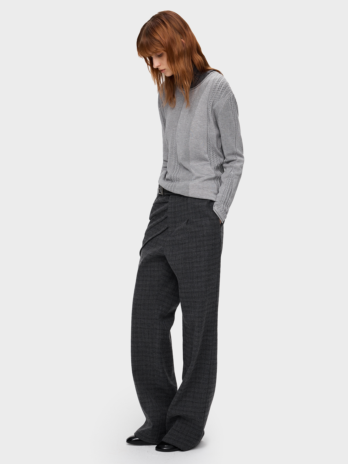 RADIATING PLEAT CHECK TROUSERS 10