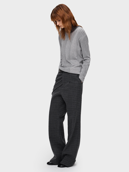RADIATING PLEAT CHECK TROUSERS 10