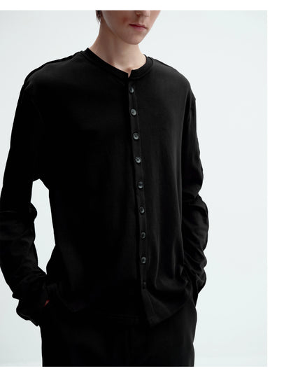 SATIN-TRIM LAYERED CARDIGAN