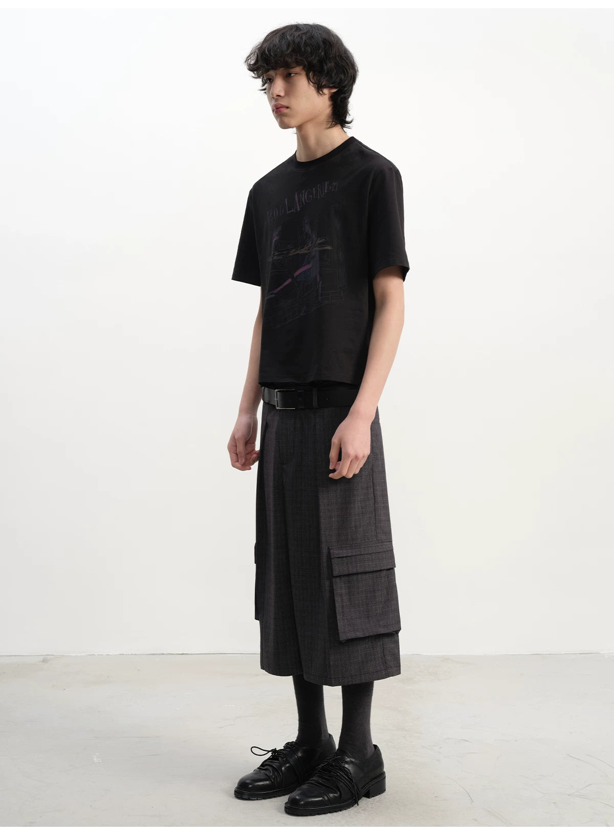 PLAID PLEATED WORK SHORTS