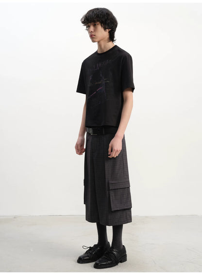 PLAID PLEATED WORK SHORTS