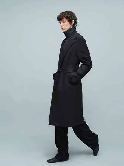 LAYERED BELTED TRENCH COAT ブラック