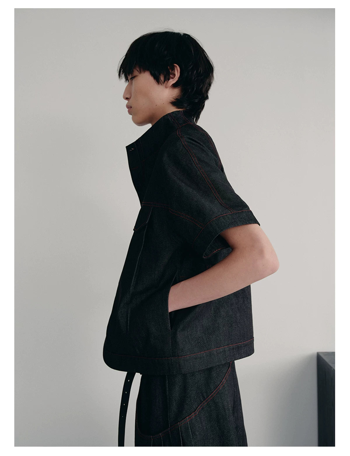 RAW DENIM SHIRT WITH SLITS