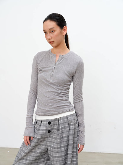 TWISTED WAIST LONG-SLEEVE TOP