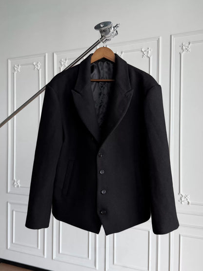 CURVED BUTTON WOOL BLEND JACKET 5
