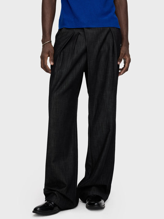 DENIM LOOK SLUB STRAIGHT TROUSERS 10
