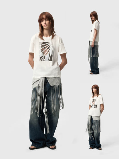 VINTAGE AGED WHITE HEMP T-SHIRT