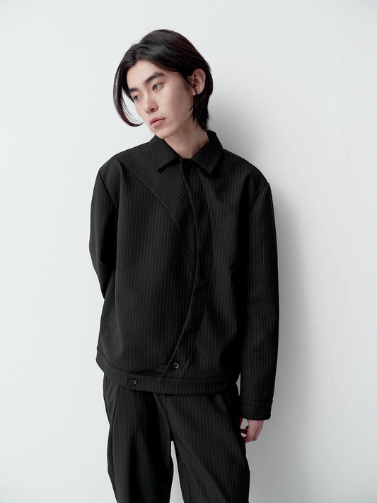 ASYMMETRICAL STRIPED CROPPED JACKET
