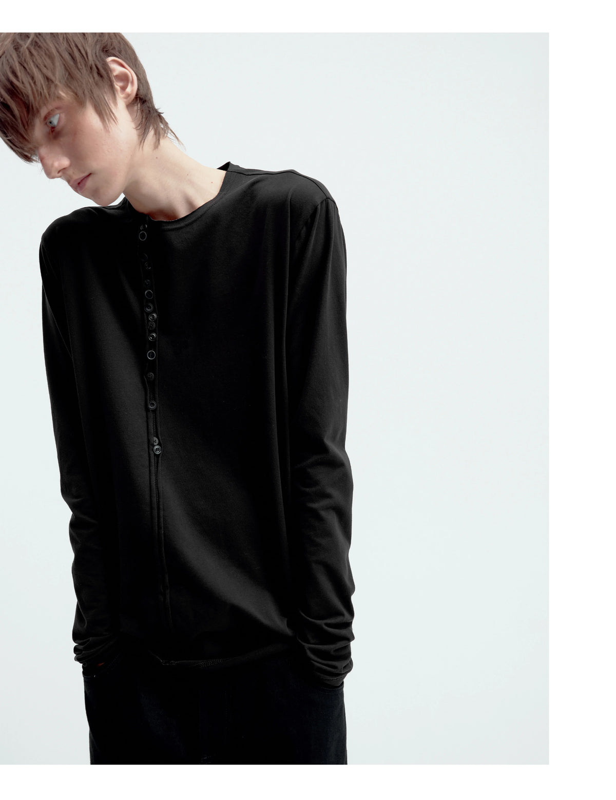 ASYMMETRICAL BUTTON-UP COTTON TOP