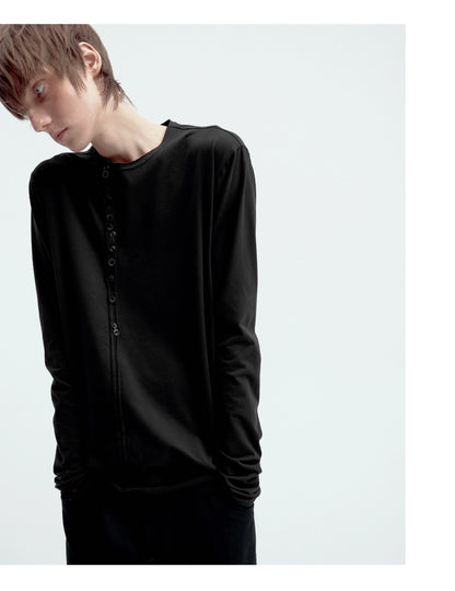 ASYMMETRICAL BUTTON-UP COTTON TOP
