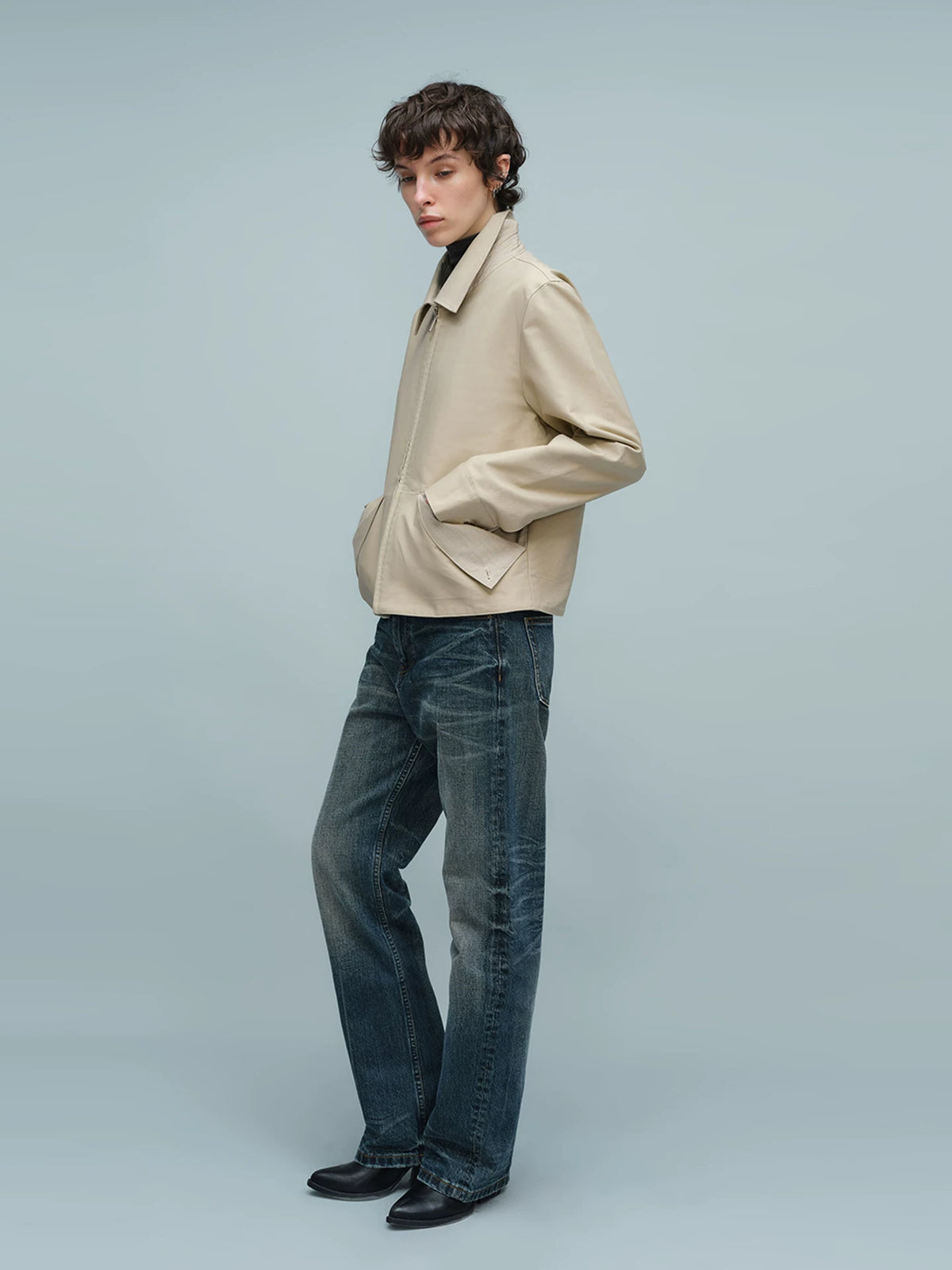 FOLD POCKET SHORT JACKET ライトカーキ