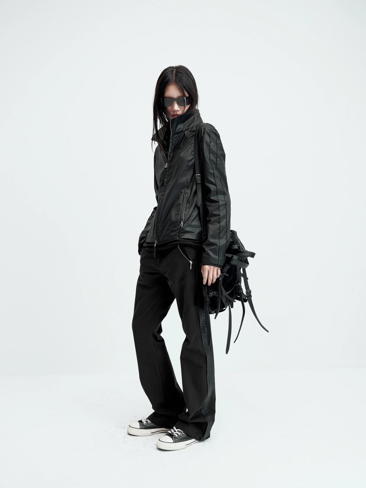 FLARED LEATHER POCKET TROUSERS