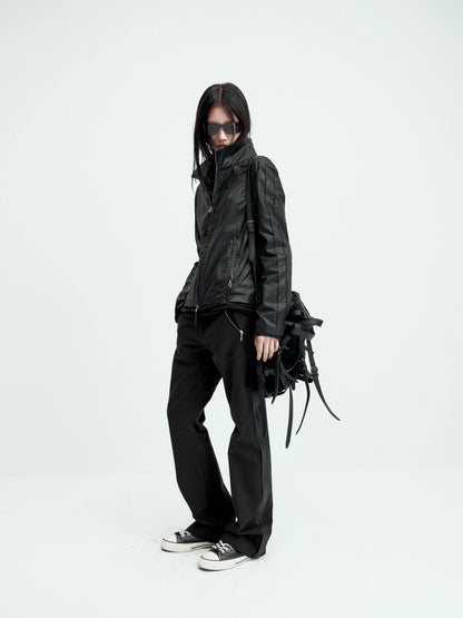 FLARED LEATHER POCKET TROUSERS