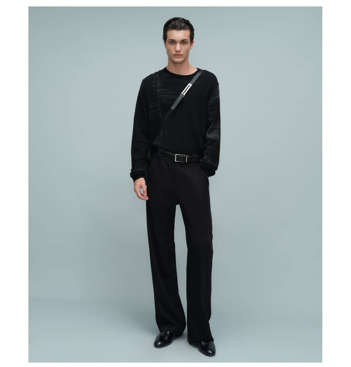 WOVEN WAIST STRAIGHT TROUSERS ブラック
