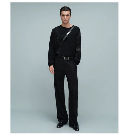 WOVEN WAIST STRAIGHT TROUSERS ブラック