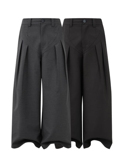 PLEATED WIDE-LEG TROUSERS