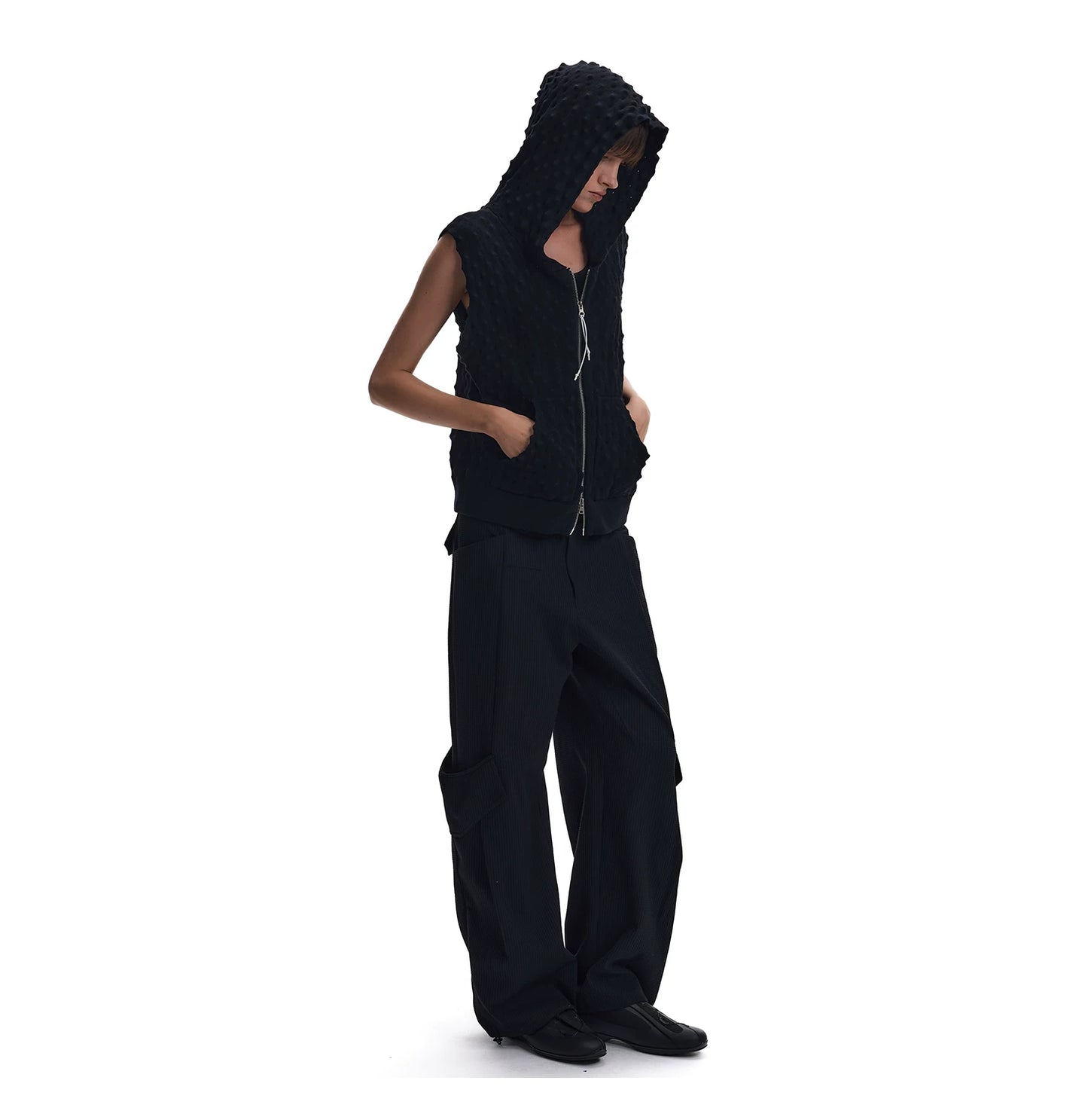 CASUAL WAFFLE-WEAVE POCKET PANTS