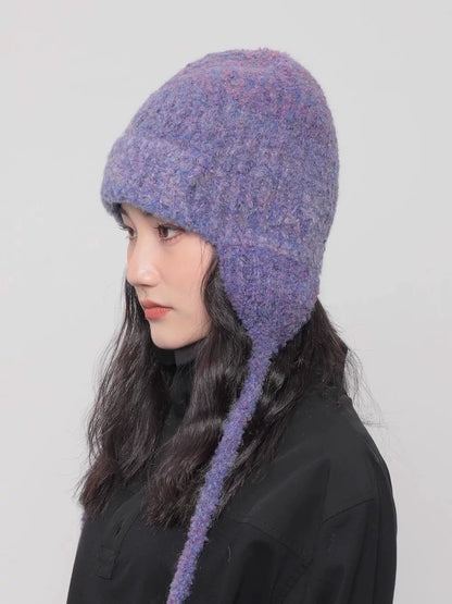 MELANGE EARFLAP KNIT CAP 4