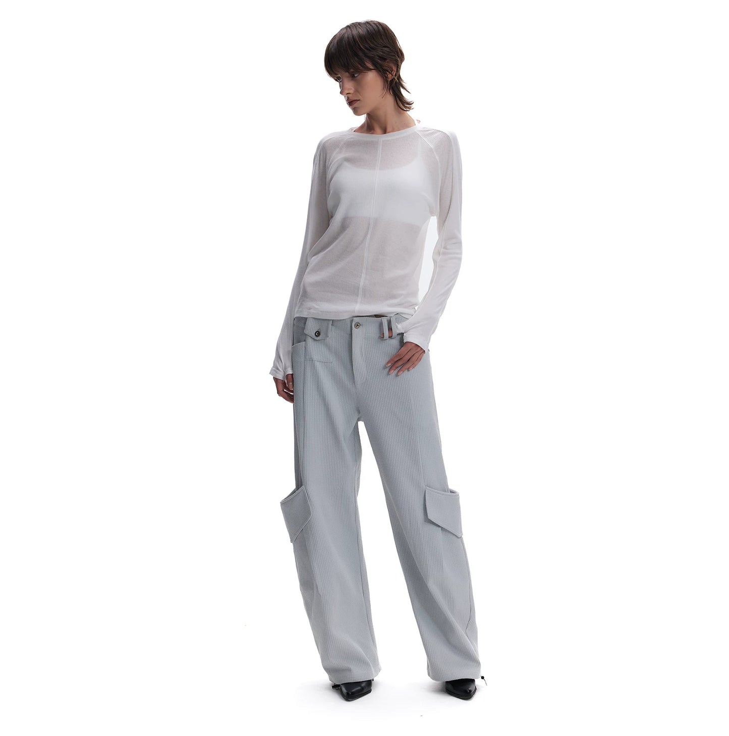 CASUAL WAFFLE-WEAVE POCKET PANTS