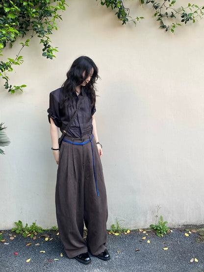 GLOSSY SILK PLEAT SHIRT