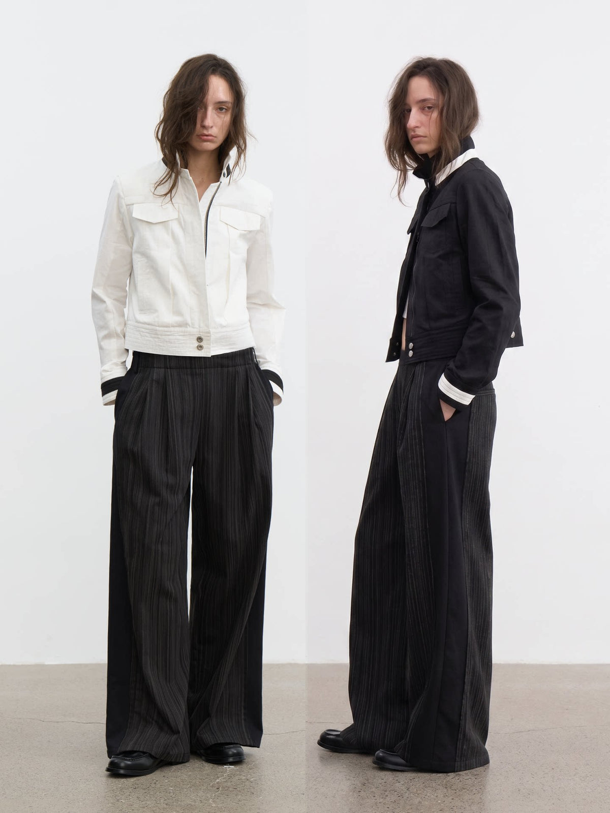 COLOR-BLOCK STAND-UP COLLAR JACKET