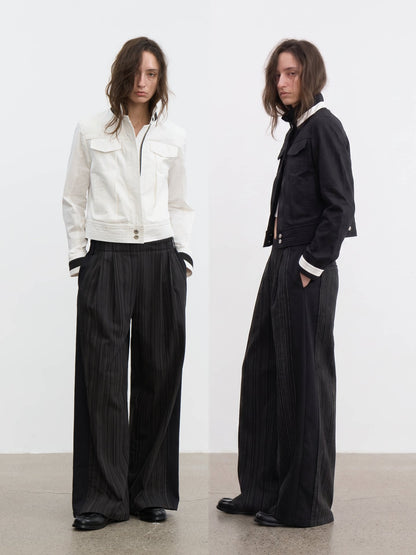 COLOR-BLOCK STAND-UP COLLAR JACKET