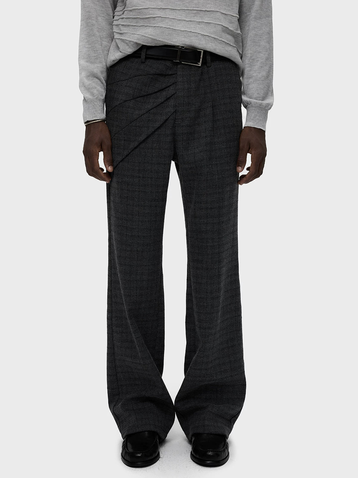 RADIATING PLEAT CHECK TROUSERS 12