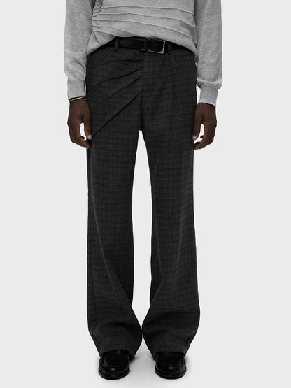 RADIATING PLEAT CHECK TROUSERS 12