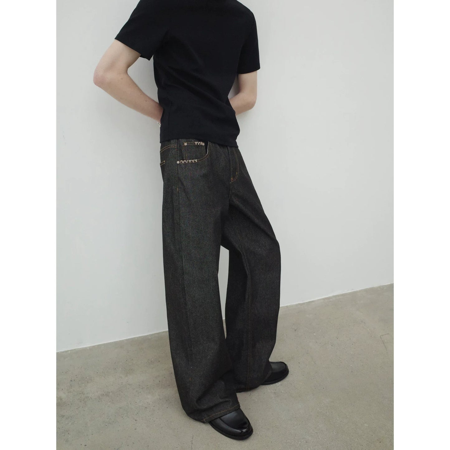 HAND-STITCHED DENIM PANTS