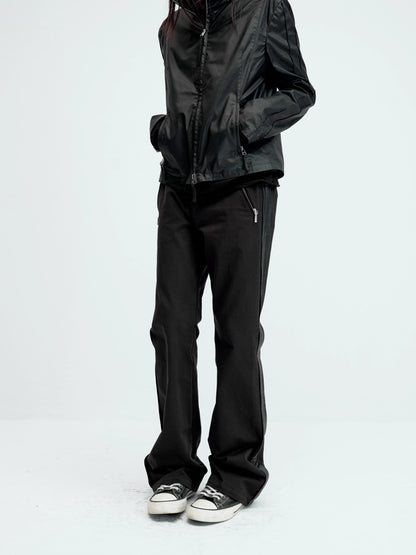FLARED LEATHER POCKET TROUSERS