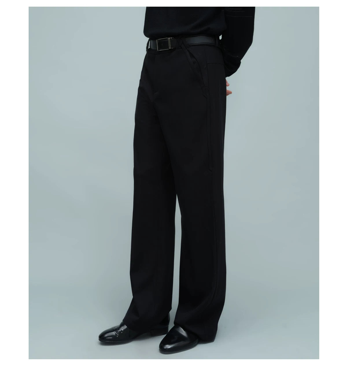 WOVEN WAIST STRAIGHT TROUSERS ブラック