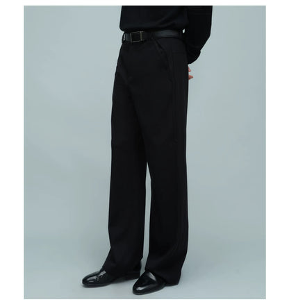 WOVEN WAIST STRAIGHT TROUSERS ブラック
