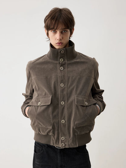 RIBBED STAND-UP COLLAR JACKET