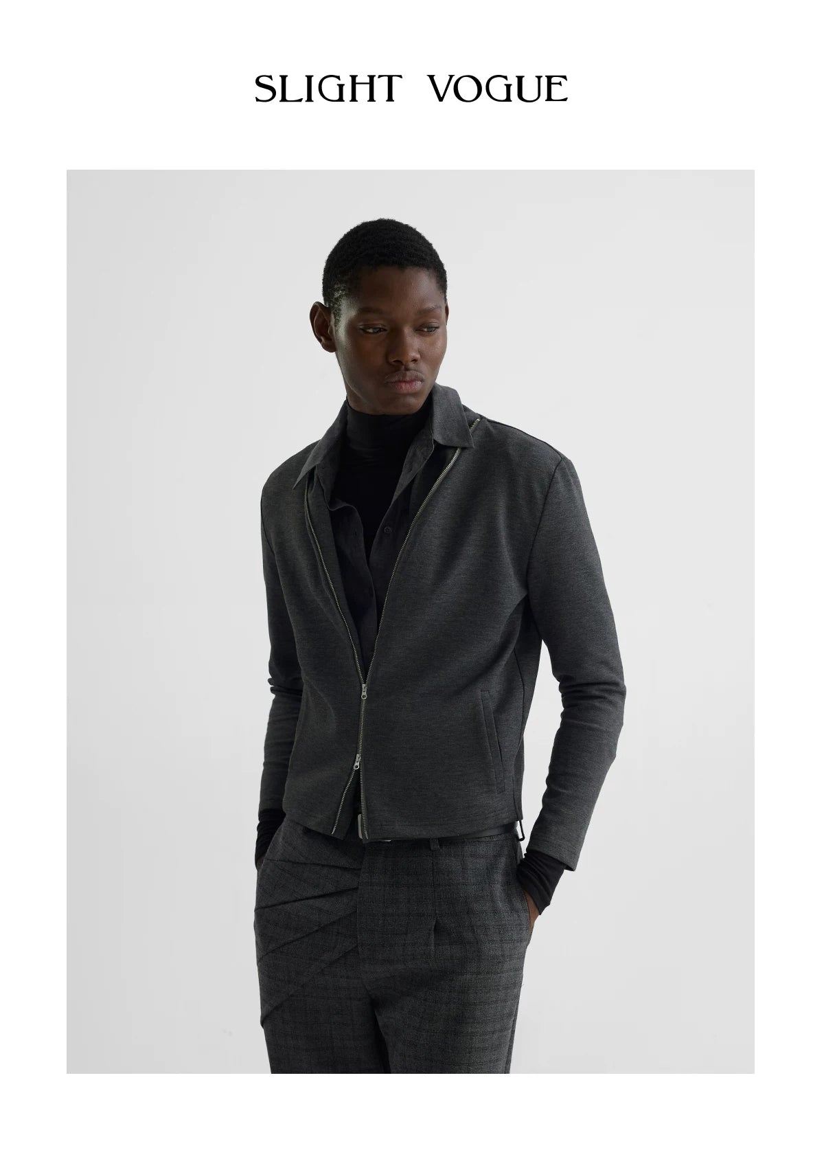 SHAWL COLLAR ZIP CARDIGAN グレー
