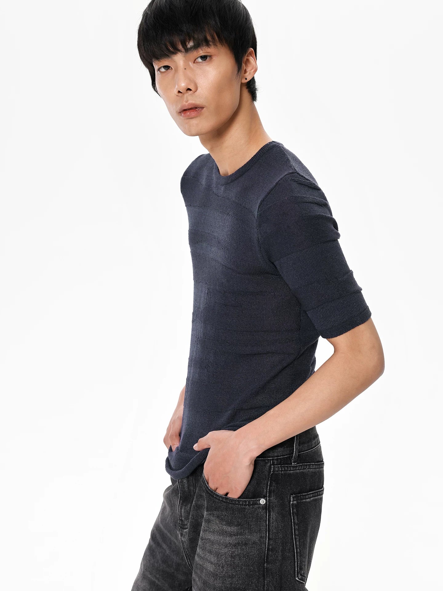 NAVY CAMOUFLAGE KNIT TEE