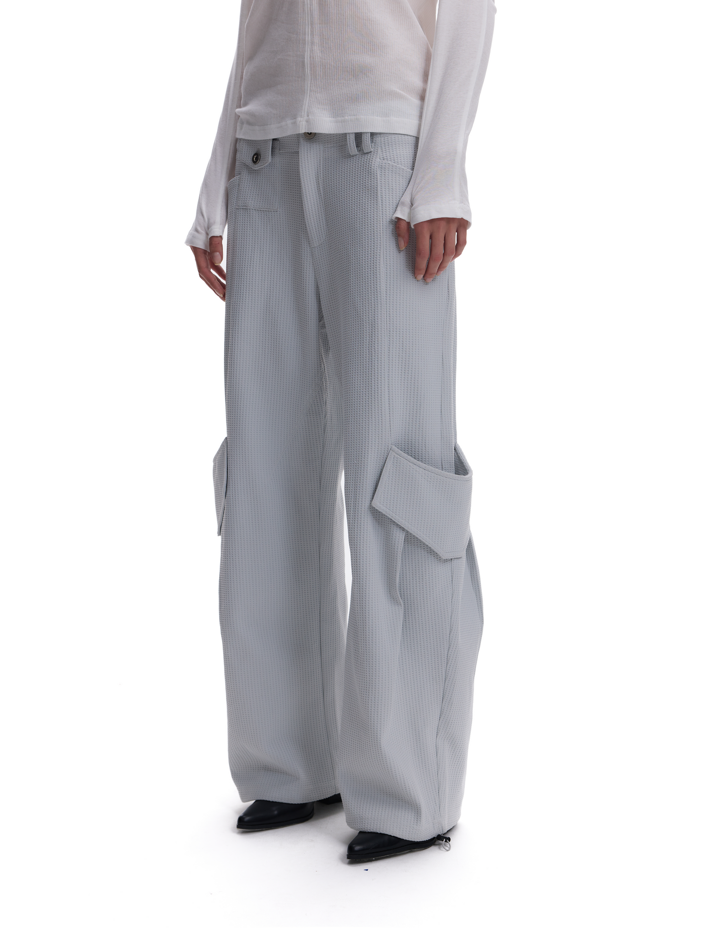 CASUAL WAFFLE-WEAVE POCKET PANTS